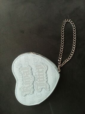 Juicy Couture Pale Blue Heart Wristlet with Silver Chain Strap